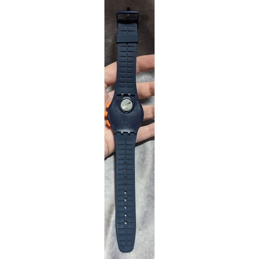Navy And Orange Swatch Watch - Picture 4 of 5